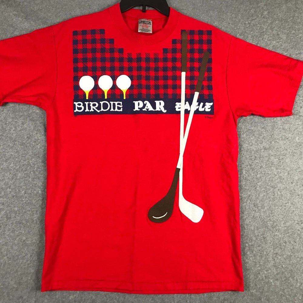 Vintage Oneita Shirt Mens Large Red Super Heavyweight Preshrunk Golf Embroidered